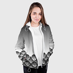 Куртка с капюшоном женская Круглая полосатая геометрия, цвет: 3D-белый — фото 2
