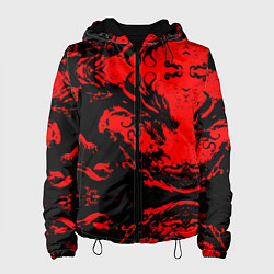 Куртка с капюшоном женская Черный дракон на красном небе, цвет: 3D-черный