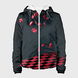 Куртка с капюшоном женская Настольная игра шашки, цвет: 3D-белый