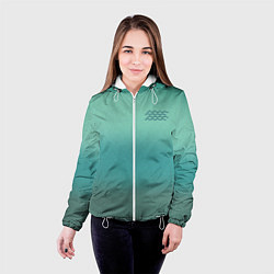 Куртка с капюшоном женская Бирюзовый цвет морской волны, цвет: 3D-белый — фото 2