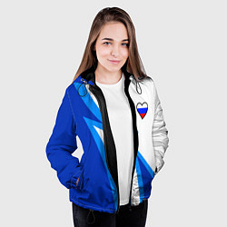 Куртка с капюшоном женская Флаг России в сердечке - синий, цвет: 3D-черный — фото 2
