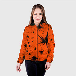 Куртка с капюшоном женская Огненный оранжевый абстракция, цвет: 3D-черный — фото 2