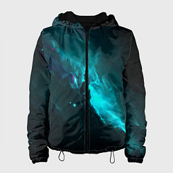 Куртка с капюшоном женская Голубое свечение в космосе, цвет: 3D-черный