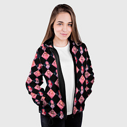 Куртка с капюшоном женская Клеточка black pink, цвет: 3D-черный — фото 2