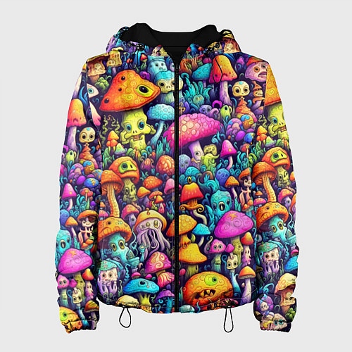 Женская куртка Кислотные психоделические грибы / 3D-Черный – фото 1
