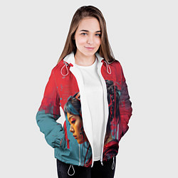 Куртка с капюшоном женская Девушка-хакер, цвет: 3D-белый — фото 2