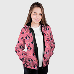 Куртка с капюшоном женская Розовая клеточка black pink, цвет: 3D-черный — фото 2