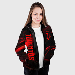 Куртка с капюшоном женская Juventus black red logo, цвет: 3D-черный — фото 2