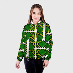 Куртка с капюшоном женская Зеленая микросхема, цвет: 3D-белый — фото 2