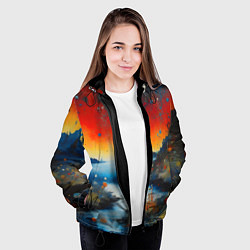 Куртка с капюшоном женская Импрессионистская абстрактная живопись, цвет: 3D-черный — фото 2