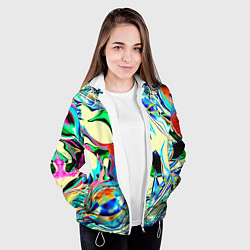 Куртка с капюшоном женская Яркие абстрактные разводы, цвет: 3D-белый — фото 2