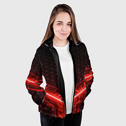 Куртка с капюшоном женская Неоновые плиты - красные, цвет: 3D-черный — фото 2