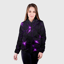 Куртка с капюшоном женская Неоновые плиты с фиолетовым свечением, цвет: 3D-черный — фото 2