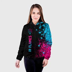 Куртка с капюшоном женская In Flames - neon gradient: по-вертикали, цвет: 3D-черный — фото 2
