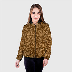 Куртка с капюшоном женская Кофе и чай - коричневый, цвет: 3D-черный — фото 2