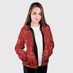 Куртка с капюшоном женская Dragon red pattern, цвет: 3D-черный — фото 2