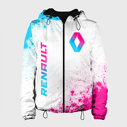 Куртка с капюшоном женская Renault neon gradient style: надпись, символ, цвет: 3D-черный