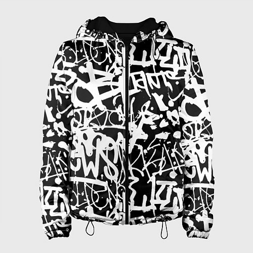 Женская куртка Граффити черно-белый паттерн / 3D-Черный – фото 1