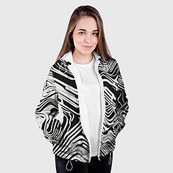 Куртка с капюшоном женская Волнистые белые линии, цвет: 3D-белый — фото 2