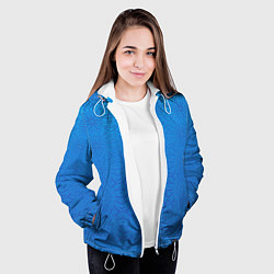 Куртка с капюшоном женская Переливающаяся абстракция голубой, цвет: 3D-белый — фото 2