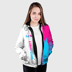Куртка с капюшоном женская Mass Effect neon gradient style: по-вертикали, цвет: 3D-черный — фото 2