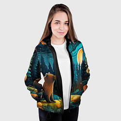 Куртка с капюшоном женская Хозяин тайги: медведь в лесу, цвет: 3D-черный — фото 2