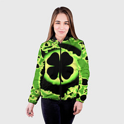 Куртка с капюшоном женская Черный клевер кислотный, цвет: 3D-черный — фото 2