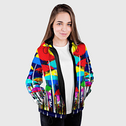 Куртка с капюшоном женская Mirror pattern of umbrellas - pop art, цвет: 3D-черный — фото 2