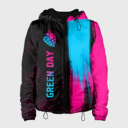Куртка с капюшоном женская Green Day - neon gradient: по-вертикали, цвет: 3D-черный