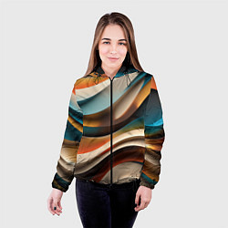 Куртка с капюшоном женская Волнистая объёмная текстура - нейросеть, цвет: 3D-черный — фото 2