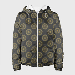 Куртка с капюшоном женская Паттерн глаз и абстрактные лучи золотого цвета, цвет: 3D-белый