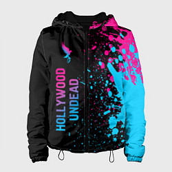 Куртка с капюшоном женская Hollywood Undead - neon gradient: по-вертикали, цвет: 3D-черный