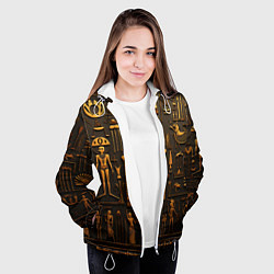 Куртка с капюшоном женская Арт в стиле египетских письмен, цвет: 3D-белый — фото 2