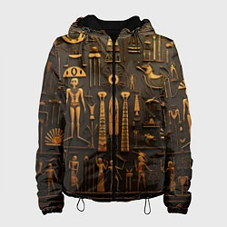 Куртка с капюшоном женская Арт в стиле египетских письмен, цвет: 3D-черный