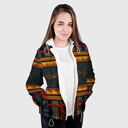 Куртка с капюшоном женская Этнический рисунок в полоску, цвет: 3D-белый — фото 2