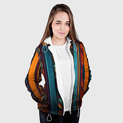 Куртка с капюшоном женская Этнический орнамент в вертикальную полоску, цвет: 3D-белый — фото 2