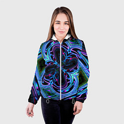 Куртка с капюшоном женская Абстракция neon, цвет: 3D-белый — фото 2