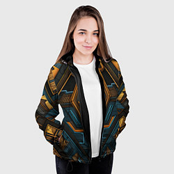 Куртка с капюшоном женская Орнамент с ромбами в египетском стиле, цвет: 3D-черный — фото 2