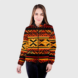 Куртка с капюшоном женская Узор в этническом стиле масаев, цвет: 3D-черный — фото 2