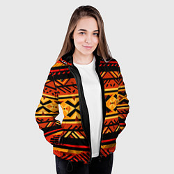 Куртка с капюшоном женская Узор в этническом стиле масаев, цвет: 3D-черный — фото 2