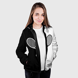Куртка с капюшоном женская Теннис - чёрно белое, цвет: 3D-черный — фото 2