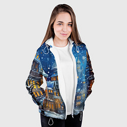 Куртка с капюшоном женская Новогоднее настроение город, цвет: 3D-белый — фото 2