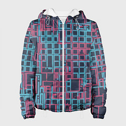 Куртка с капюшоном женская Разноцветные толстые линии, цвет: 3D-белый