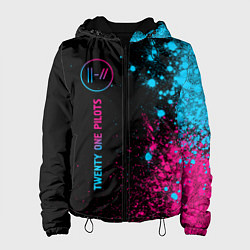 Куртка с капюшоном женская Twenty One Pilots - neon gradient по-вертикали, цвет: 3D-черный