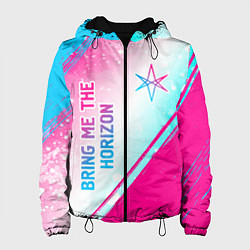 Куртка с капюшоном женская Bring Me the Horizon neon gradient style вертикаль, цвет: 3D-черный