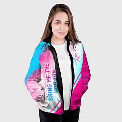 Куртка с капюшоном женская Bring Me the Horizon neon gradient style вертикаль, цвет: 3D-черный — фото 2