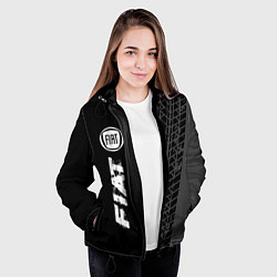 Куртка с капюшоном женская Fiat speed на темном фоне со следами шин по-вертик, цвет: 3D-черный — фото 2