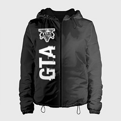 Куртка с капюшоном женская GTA glitch на темном фоне по-вертикали, цвет: 3D-черный