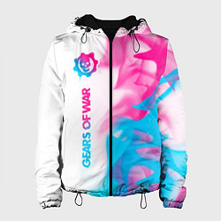 Куртка с капюшоном женская Gears of War neon gradient style по-вертикали, цвет: 3D-черный