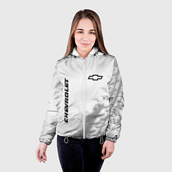 Куртка с капюшоном женская Chevrolet speed на светлом фоне со следами шин вер, цвет: 3D-белый — фото 2